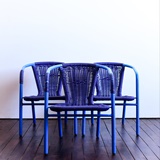 SET OF 3 CHILDREN'S CHAIRS IN BLUE PVC
